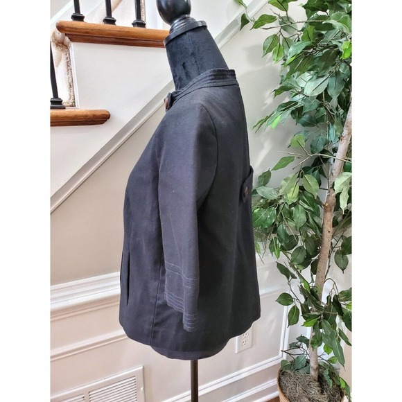 J.Crew Women Black 100% Cotton 3/4 Sleeve Buttons Front Casual Jacket Blazer 8 - Picture 7 of 11